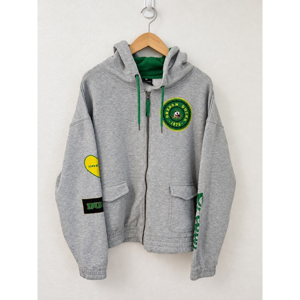 Women's Colosseum Oregon Ducks Alfie Full Zip Hoodie Jacket Gray XL NCAA